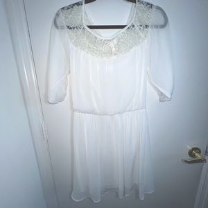 Love Culture-Long sleeve lace too dress in white